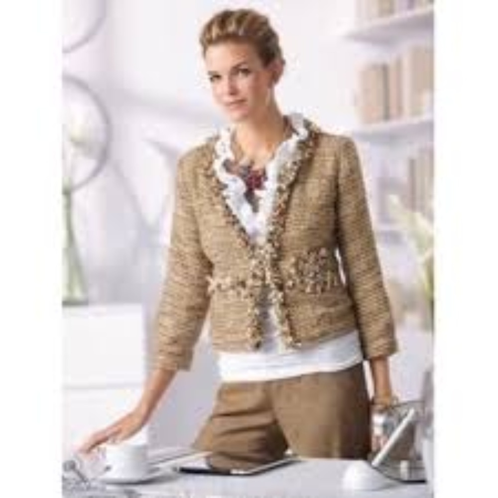 Cabi ‘Phoebe’ gold/cream tweed, blazer; size Med - Picture 2 of 5